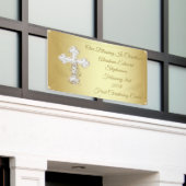 Golden Cross Christening Baptism Banner (Buitenkant Gebouw)