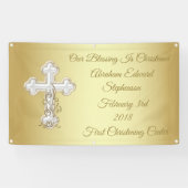 Golden Cross Christening Baptism Banner (Horizontaal)