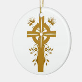 Golden Cross Floral Double Sided Round Ornament (Links)