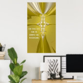 Golden Cross Fractal Abstract met Custom Quote Po Poster (Thuiskantoor)