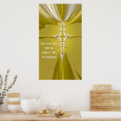 Golden Cross Fractal Abstract met Custom Quote Po Poster (Keuken)