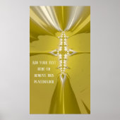 Golden Cross Fractal Abstract met Custom Quote Po Poster (Voorkant)
