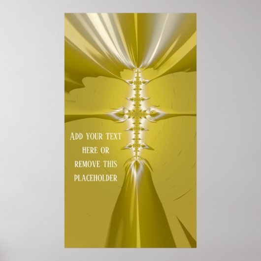 Golden Cross Fractal Abstract met Custom Quote Po Poster (Voorkant)