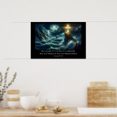 Golden Cross Leiding van een schip op een stormach Poster (Keuken)