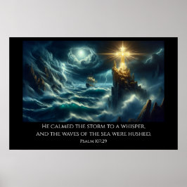 Golden Cross Leiding van een schip op een stormach Poster