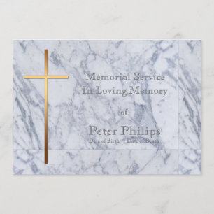 Golden Cross Marble 2 Funeral Announement Kaart