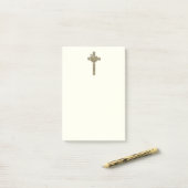 Golden Cross met Dove en Heart Elegant Religious Post-it® Notes (Op bureau)