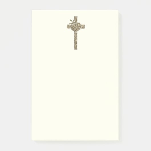 Golden Cross met Dove en Heart Elegant Religious Post-it® Notes (Voorkant)