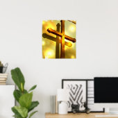 Golden Cross Poster Print (Thuiskantoor)