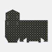 Golden Cross Square Pattern op Black Favor Box Bedankdoosjes (Uitgevouwen)