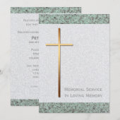 Golden Cross Stone 2 Funeral Announement Kaart (Voorkant / Achterkant)