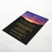 Golden Cross & Sunrise - Funeral Service Folie Uitnodiging (Gedraaid)