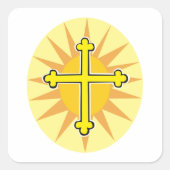 Golden Cross Vierkante Sticker (Voorkant)