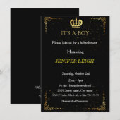 Golden Crown Baby jongen douche uitnodiging (Voorkant / Achterkant)