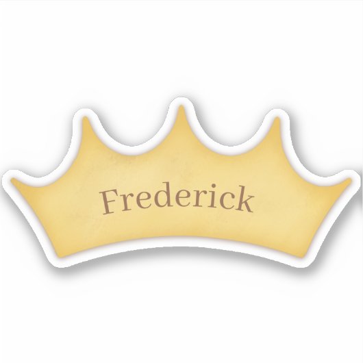 Golden Crown Baby & Kinder gepersonaliseerde naamp Sticker (Voorkant)