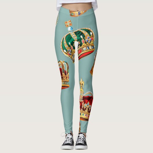 Golden Crown Barok Mode Textuur Leggings (Voorkant)