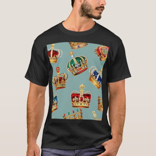 Golden Crown Barok Mode Textuur T-shirt (Voorkant)
