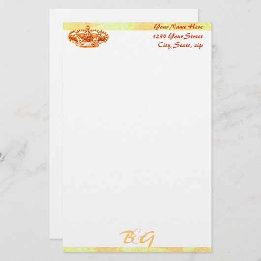 Golden Crown BRUILOFT briefpapier (Voorkant / Achterkant)