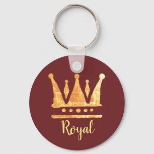 Golden Crown Button Key Ring Sleutelhanger