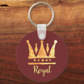 Golden Crown Button Key Ring Sleutelhanger (Voorkant)