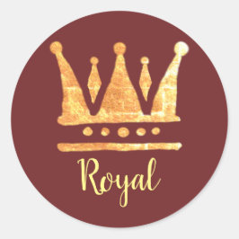 Golden Crown Classic ronde Sticker, glanzend Sticker