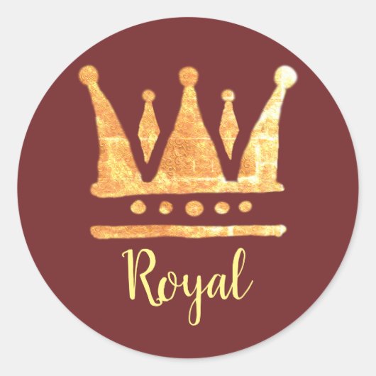 Golden Crown Classic ronde Sticker, glanzend Sticker (Voorkant)