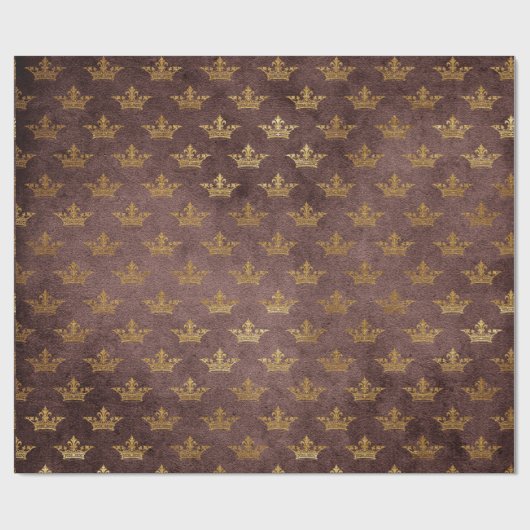 Golden Crown Confetti Royal Burgunde Velvet Cadeaupapier (Vlak)