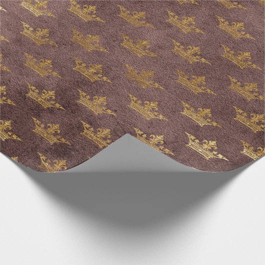 Golden Crown Confetti Royal Burgunde Velvet Cadeaupapier (Hoek)