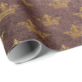 Golden Crown Confetti Royal Burgunde Velvet Cadeaupapier (Rol Hoek)