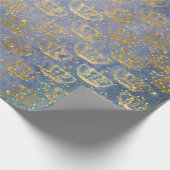 Golden Crown Confetti Royal Gray Blue Velvet Cadeaupapier (Hoek)