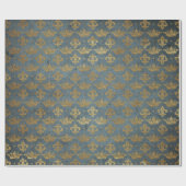 Golden Crown Confetti Royal Gray Blue Velvet Cadeaupapier (Vlak)