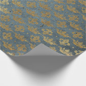 Golden Crown Confetti Royal Gray Blue Velvet Cadeaupapier (Hoek)