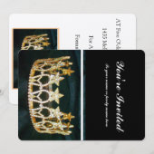 Golden Crown en Black Metallic uitgenodigd Kaart (Voorkant / Achterkant)
