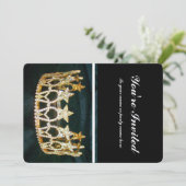 Golden Crown en Black Metallic uitgenodigd Kaart (Staand voorkant)