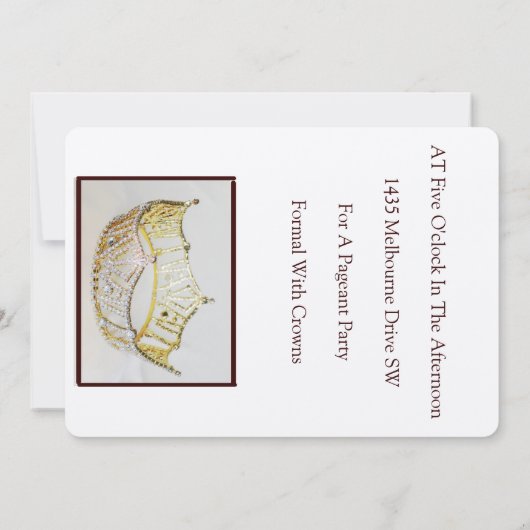 Golden Crown en Bruin Metallic Uitnodigen Kaart (Achterkant)