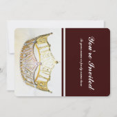 Golden Crown en Bruin Metallic Uitnodigen Kaart (Voorkant)