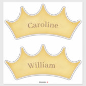 Golden Crown Fairytale Kinder set met 2 aangepaste Sticker (Vel)
