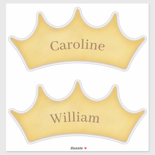 Golden Crown Fairytale Kinder set met 2 aangepaste Sticker (Vel)