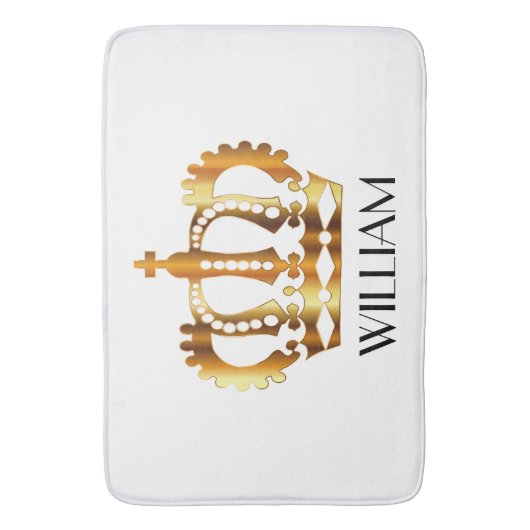 Golden Crown - Gepersonaliseerde naam Badmat (Voorkant Verticaal)