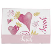 Golden Crown Heart Blush Waterverf monogram Groot Cadeauzakje (Achterkant)