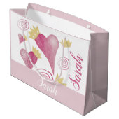 Golden Crown Heart Blush Waterverf monogram Groot Cadeauzakje (Achterkant Gekanteld)