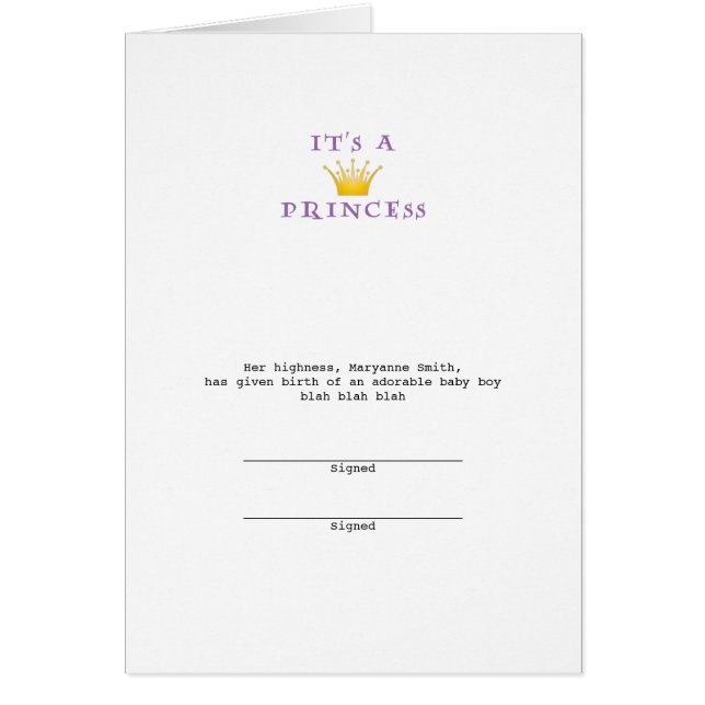 Golden Crown "Het is een prinses" met wizardletter (Voorkant)