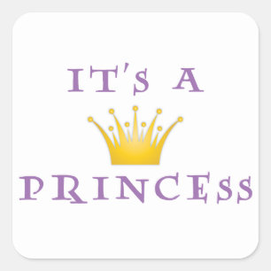 Golden Crown "Het is een prinses" met wizardletter Vierkante Sticker