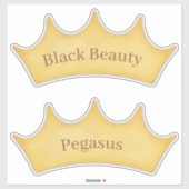 Golden Crown Horse & Pony Custom Name plate Sticker (Vel)