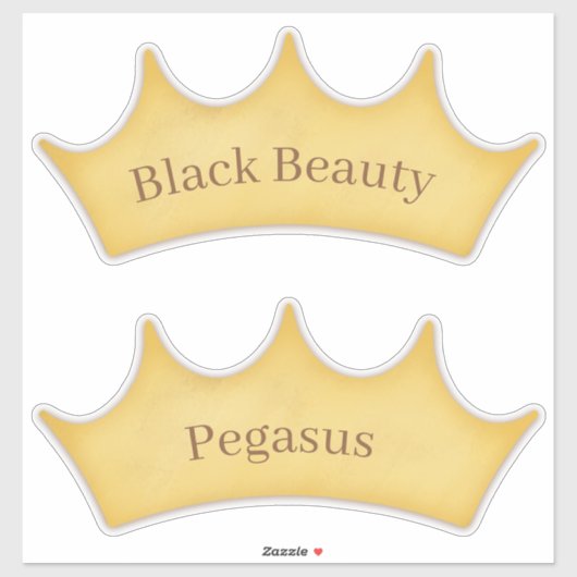 Golden Crown Horse & Pony Custom Name plate Sticker (Vel)