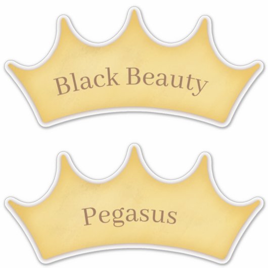 Golden Crown Horse & Pony Custom Name plate Sticker (Voorkant)