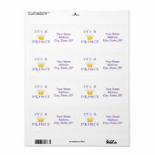 Golden Crown "It's a Prince" met Wizard font Etiket (Full Sheet)