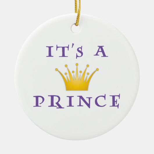 Golden Crown "It's a Prince" met Wizard font Keramisch Ornament (Voorkant)