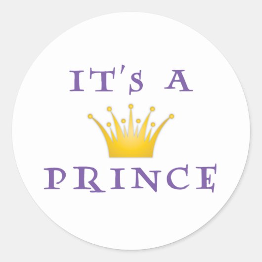 Golden Crown "It's a Prince" met Wizard font Ronde Sticker (Voorkant)
