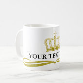 Golden Crown + jouw tekst & achtergrond Koffiemok (Voorkant links)